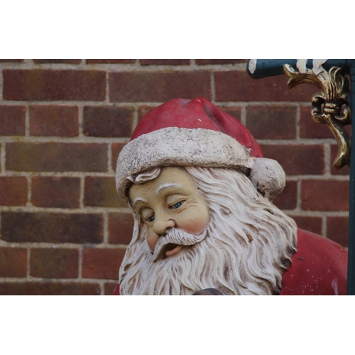 143 - LIFE SIZED SANTA WITH LIGHT UP PILLAR AND REINDEER 
170CM