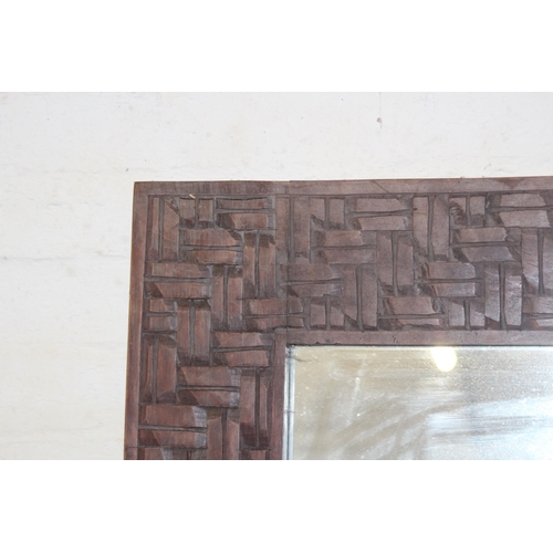 202 - LARGE ETHNIC CARVED WOODEN MIRROR
79 X 150CM