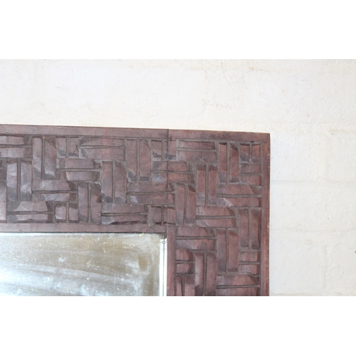 202 - LARGE ETHNIC CARVED WOODEN MIRROR
79 X 150CM