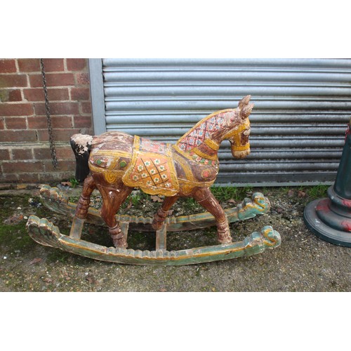 785 - VINTAGE WOODEN ROCKING HORSE 
109 X 32 X 82CM