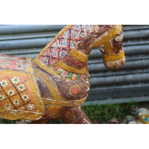 785 - VINTAGE WOODEN ROCKING HORSE 
109 X 32 X 82CM