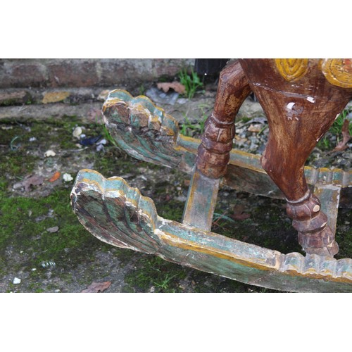 785 - VINTAGE WOODEN ROCKING HORSE 
109 X 32 X 82CM