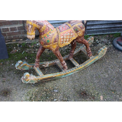 785 - VINTAGE WOODEN ROCKING HORSE 
109 X 32 X 82CM