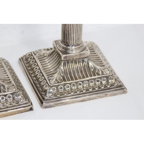 1161 - PAIR OF ANTIQUE SILVER CANDLE STICKS - LONDON 1760 - PETER WERRITZER - 32 X 12.5CM