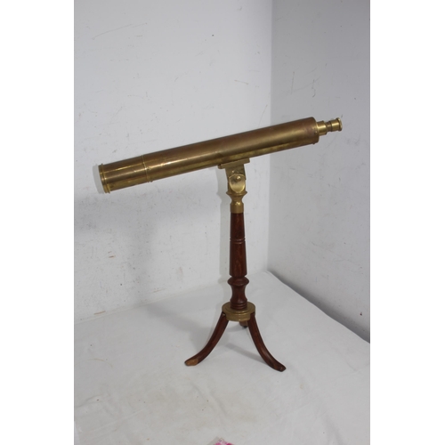 674 - BRASS NAUTICALIA LONDON TELESCOPE ON STAND 
50 X 47CM