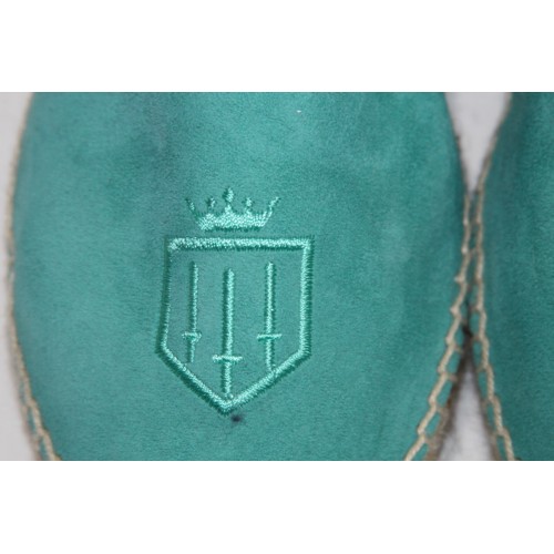 679 - FAIRFAX AND FAVOUR MONACO FLAT ESPADRILLES IN TURQUOISE SIZE 4 IN BOX