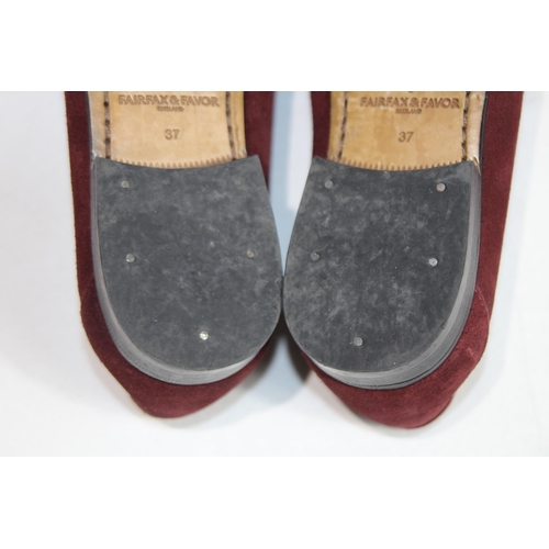 680 - FAIRFAX AND FAVOUR SUEDE APSLEY OXBLOOD LOAFER SIZE 4 IN BOX