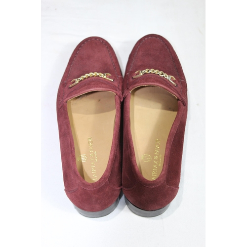 680 - FAIRFAX AND FAVOUR SUEDE APSLEY OXBLOOD LOAFER SIZE 4 IN BOX