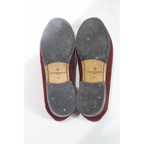 680 - FAIRFAX AND FAVOUR SUEDE APSLEY OXBLOOD LOAFER SIZE 4 IN BOX