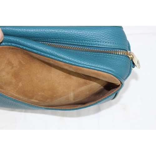 684 - FAIRFAX AND FAVOUR FINSBURY CROSS BODY BAG IN TAN AND OCEAN SUEDE IN BOX