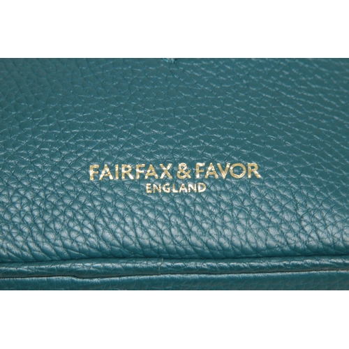 684 - FAIRFAX AND FAVOUR FINSBURY CROSS BODY BAG IN TAN AND OCEAN SUEDE IN BOX