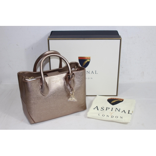 687 - ASPINAL OF LONDON GOLD SMALL TOTE BAG IN BOX