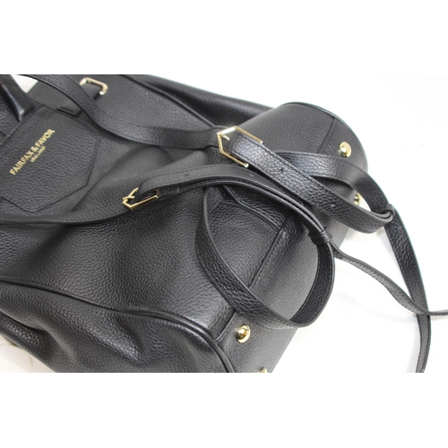 688 - FAIRFAX AND FAVOUR  SUEDE AND LEATHER BLACK RUCKSACK IN BOX