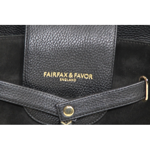 688 - FAIRFAX AND FAVOUR  SUEDE AND LEATHER BLACK RUCKSACK IN BOX