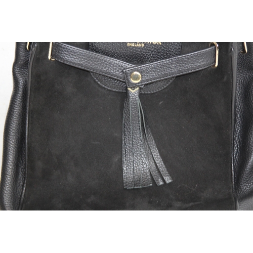 688 - FAIRFAX AND FAVOUR  SUEDE AND LEATHER BLACK RUCKSACK IN BOX