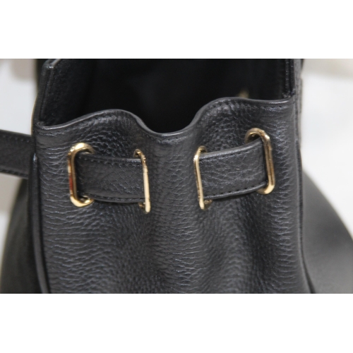 688 - FAIRFAX AND FAVOUR  SUEDE AND LEATHER BLACK RUCKSACK IN BOX