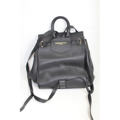 688 - FAIRFAX AND FAVOUR  SUEDE AND LEATHER BLACK RUCKSACK IN BOX