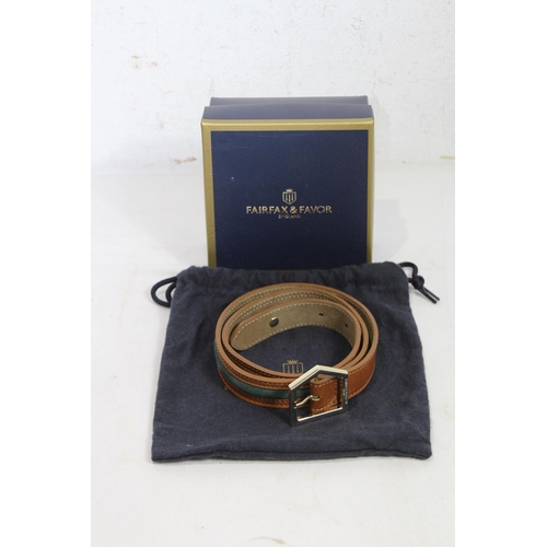 690 - FAIRFAX AND FAVOUR LEATHER AND SUEDE BELT REVERSIBLE IN SMALL