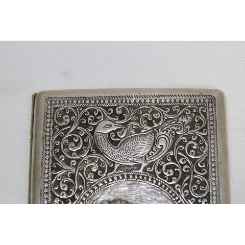 1166 - INDIAN WHITE METAL CENTRAL ASIA CIGARETTE CASE - 130.2G