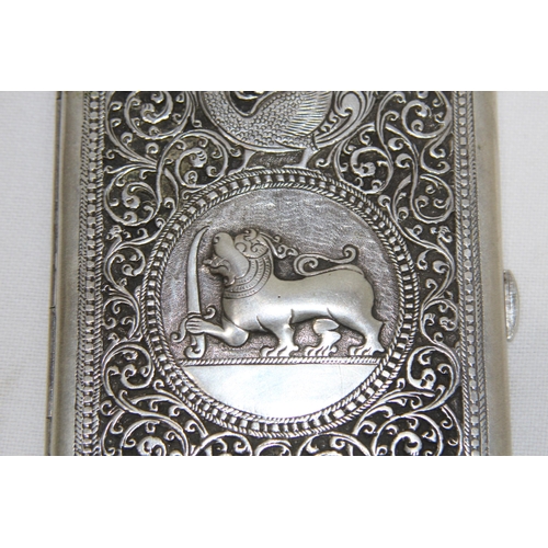 1166 - INDIAN WHITE METAL CENTRAL ASIA CIGARETTE CASE - 130.2G