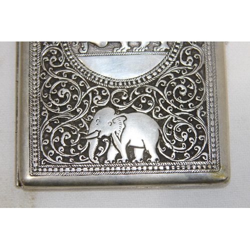 1166 - INDIAN WHITE METAL CENTRAL ASIA CIGARETTE CASE - 130.2G