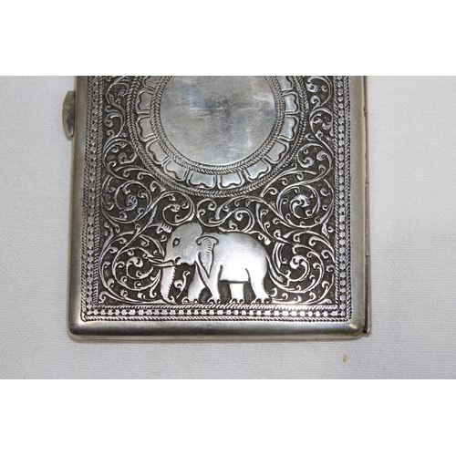 1166 - INDIAN WHITE METAL CENTRAL ASIA CIGARETTE CASE - 130.2G