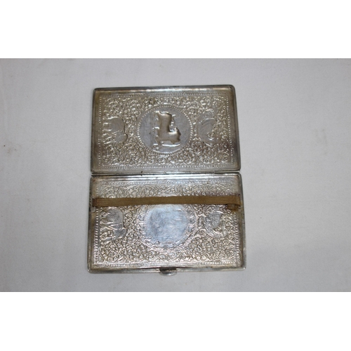 1166 - INDIAN WHITE METAL CENTRAL ASIA CIGARETTE CASE - 130.2G