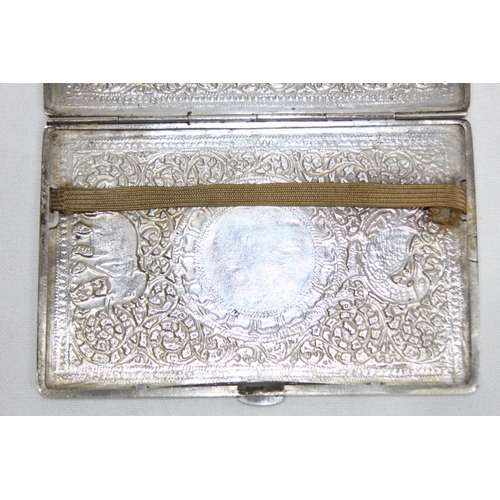 1166 - INDIAN WHITE METAL CENTRAL ASIA CIGARETTE CASE - 130.2G