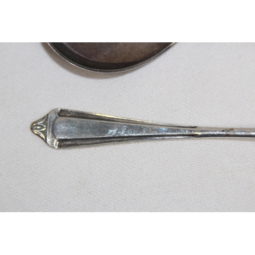 1168 - ENGLISH SILVER CADDY SPOON AND AN ART NOUVEAU DANISH CADDY SPOON