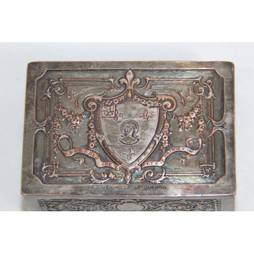 1170 - ORNATE CUSHION LINED SILVER PLATED RING BOX 
7.5 X 5 X 3CM