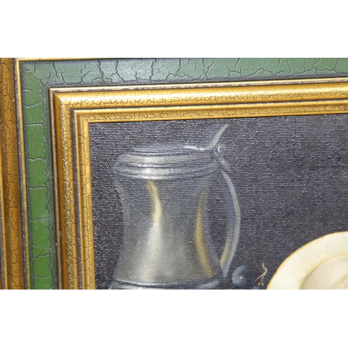 208 - PAIR OF STILL LIFE OIL ON CANVAS PAINTINGS IN GILT FRAMES 
36 X 31CM