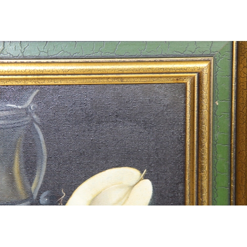 208 - PAIR OF STILL LIFE OIL ON CANVAS PAINTINGS IN GILT FRAMES 
36 X 31CM