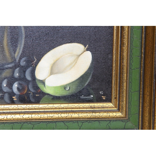 208 - PAIR OF STILL LIFE OIL ON CANVAS PAINTINGS IN GILT FRAMES 
36 X 31CM