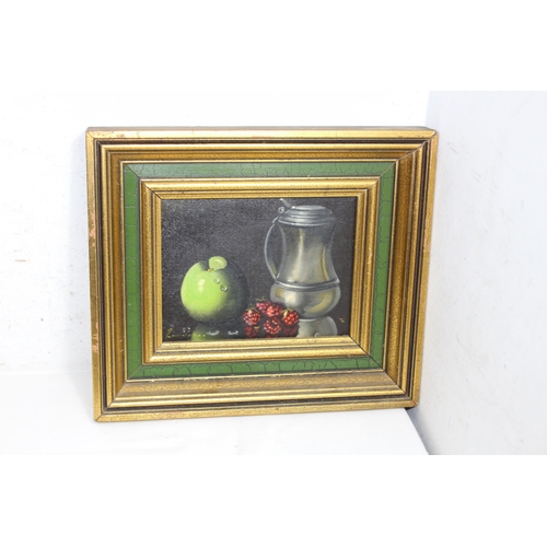 208 - PAIR OF STILL LIFE OIL ON CANVAS PAINTINGS IN GILT FRAMES 
36 X 31CM