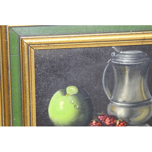 208 - PAIR OF STILL LIFE OIL ON CANVAS PAINTINGS IN GILT FRAMES 
36 X 31CM