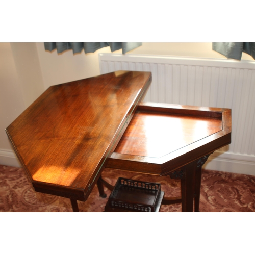 13 - EDWARDIAN BRIDGE TABLE 
87 X 89 X 71CM