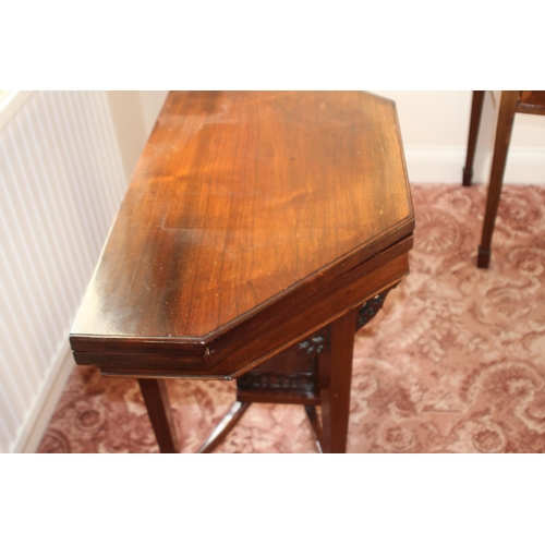 13 - EDWARDIAN BRIDGE TABLE 
87 X 89 X 71CM