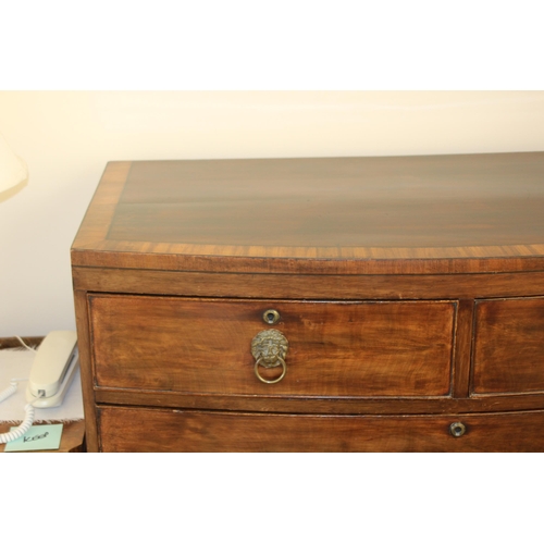 21 - ANTIQUE 2/3 BOW FRONTED CHEST OF DRAWERS 
100 X 50 X 98CM