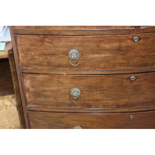 21 - ANTIQUE 2/3 BOW FRONTED CHEST OF DRAWERS 
100 X 50 X 98CM