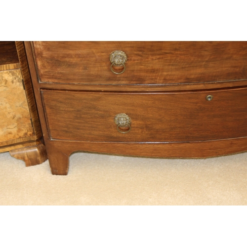 21 - ANTIQUE 2/3 BOW FRONTED CHEST OF DRAWERS 
100 X 50 X 98CM