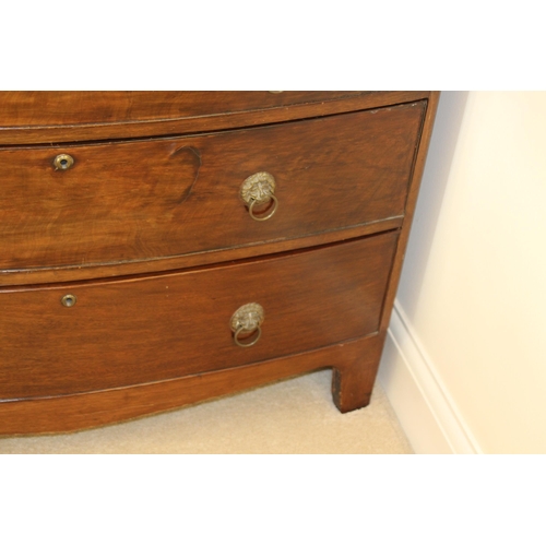 21 - ANTIQUE 2/3 BOW FRONTED CHEST OF DRAWERS 
100 X 50 X 98CM