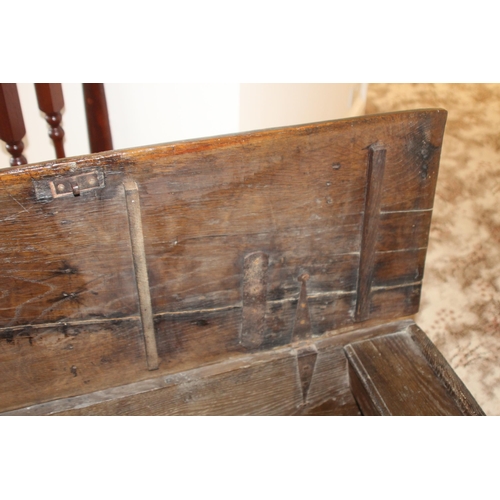 25 - JACOBEAN COFFER WITH CANDLE BOX 
103 X 37 X 56CM