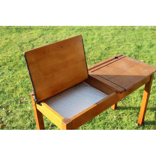 27 - VINTAGE DOUBLE SCHOOL DESK AND CHAIR
97 X 41 X 63CM