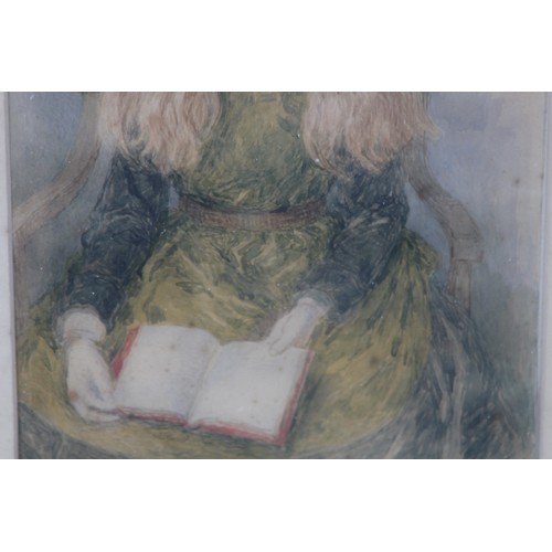 106 - WATERCOLOUR PORTRAIT OF LADY VICTORIA LEVESON GOWER AGE 10. BY RICHARD DOYLE
46 X 33CM