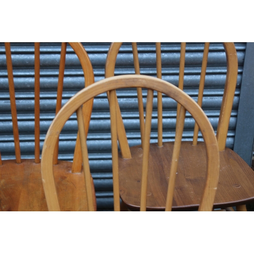 34 - SET OF FIVE BLONDE ERCOL WINDSOR BACK DINING CHAIRS 
40 X 38 X 83CM