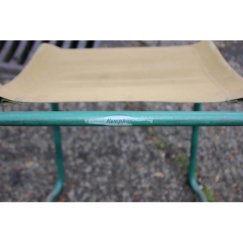 7 - SET OF FOUR VINTAGE RETRO REMPLOY MILITARY GREEN TUBULAR STEEL AND CANVAS STACKABLE CHAIRS
40 X 47 X... 