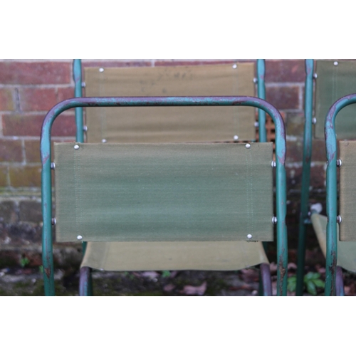 8 - SET OF FOUR VINTAGE RETRO REMPLOY MILITARY GREEN TUBULAR STEEL AND CANVAS STACKABLE CHAIRS
40 X 47 X... 