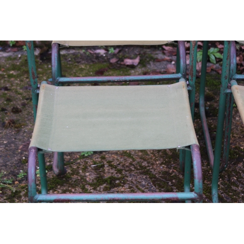 8 - SET OF FOUR VINTAGE RETRO REMPLOY MILITARY GREEN TUBULAR STEEL AND CANVAS STACKABLE CHAIRS
40 X 47 X... 