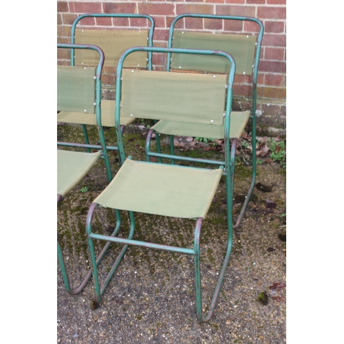 8 - SET OF FOUR VINTAGE RETRO REMPLOY MILITARY GREEN TUBULAR STEEL AND CANVAS STACKABLE CHAIRS
40 X 47 X... 