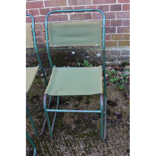 8 - SET OF FOUR VINTAGE RETRO REMPLOY MILITARY GREEN TUBULAR STEEL AND CANVAS STACKABLE CHAIRS
40 X 47 X... 